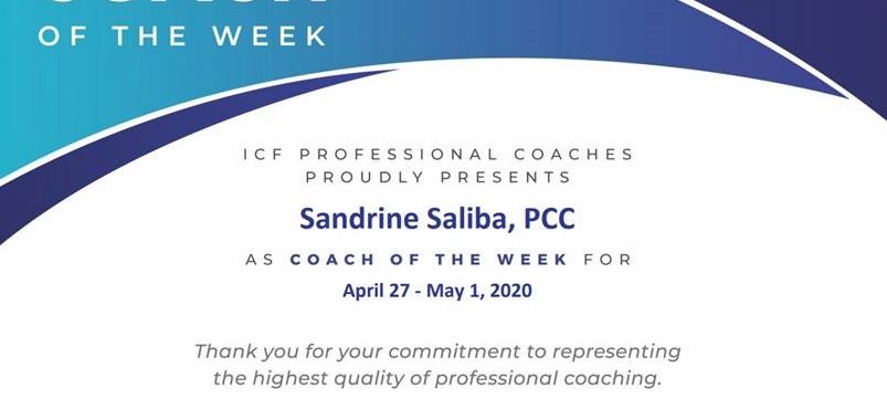 Sandrine Saliba Elue "coach of the week" par l'International Coach Federation Distinctions et événements du cabinet