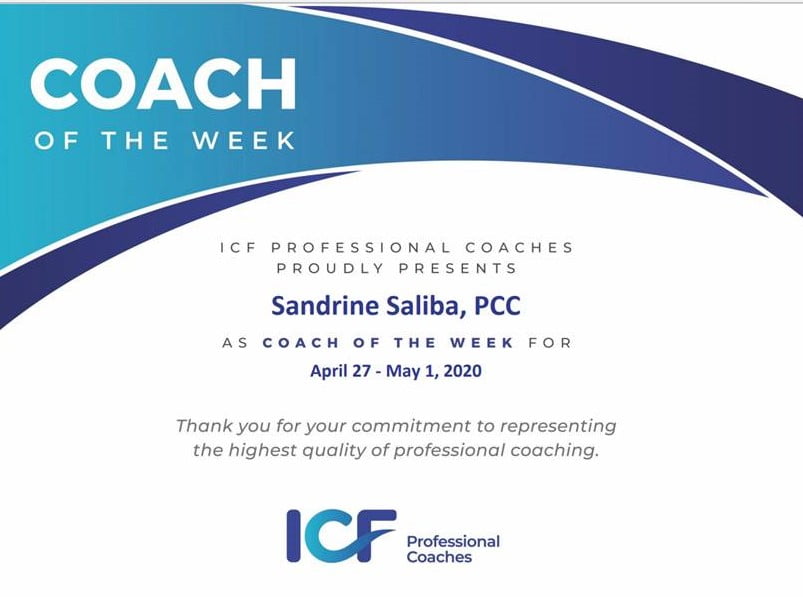 Sandrine Saliba Elue "coach of the week" par l'International Coach Federation